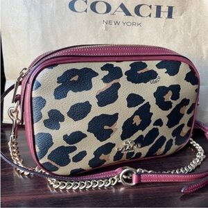 Coach Leopard Print Crossbody Bag Isla Chain